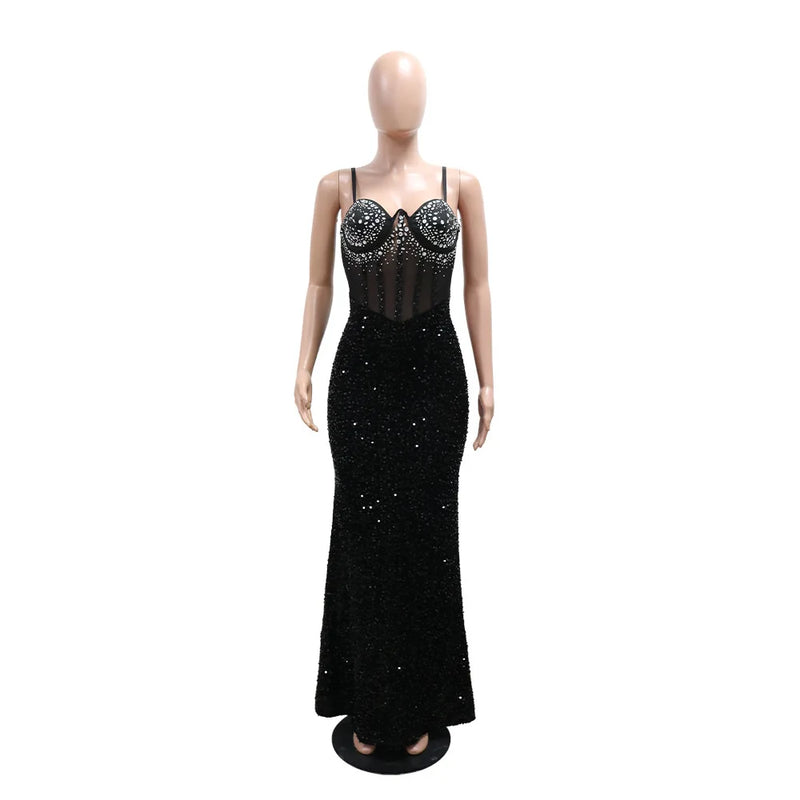 Sheer Sleeve Sequin Gown | MzStar Fashion | view 8