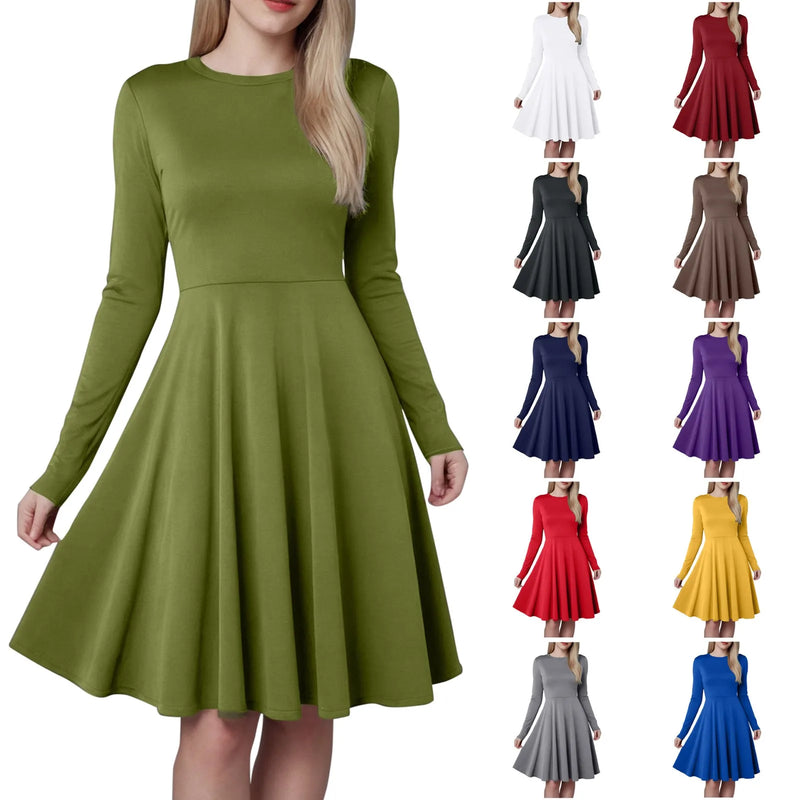 Pleated A-Line Long-Sleeve Dress | MzStar Fashion | view 7