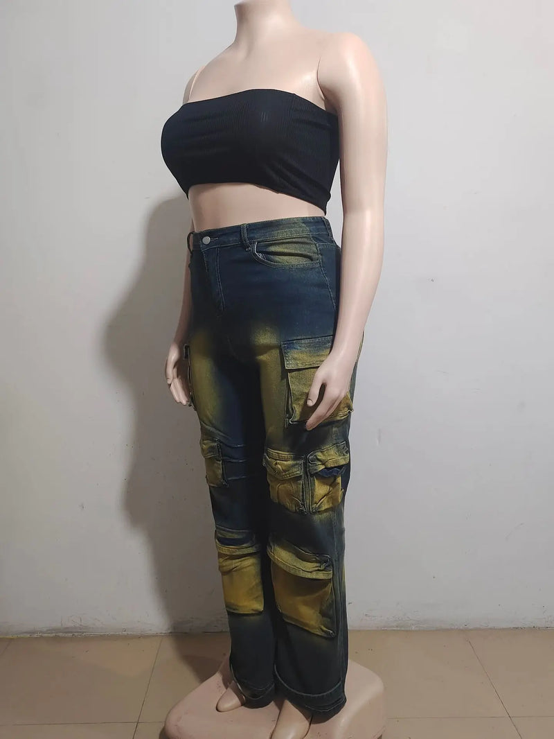 Dip-Dye High-Waist Work Jeans | MzStar Fashion | view 8