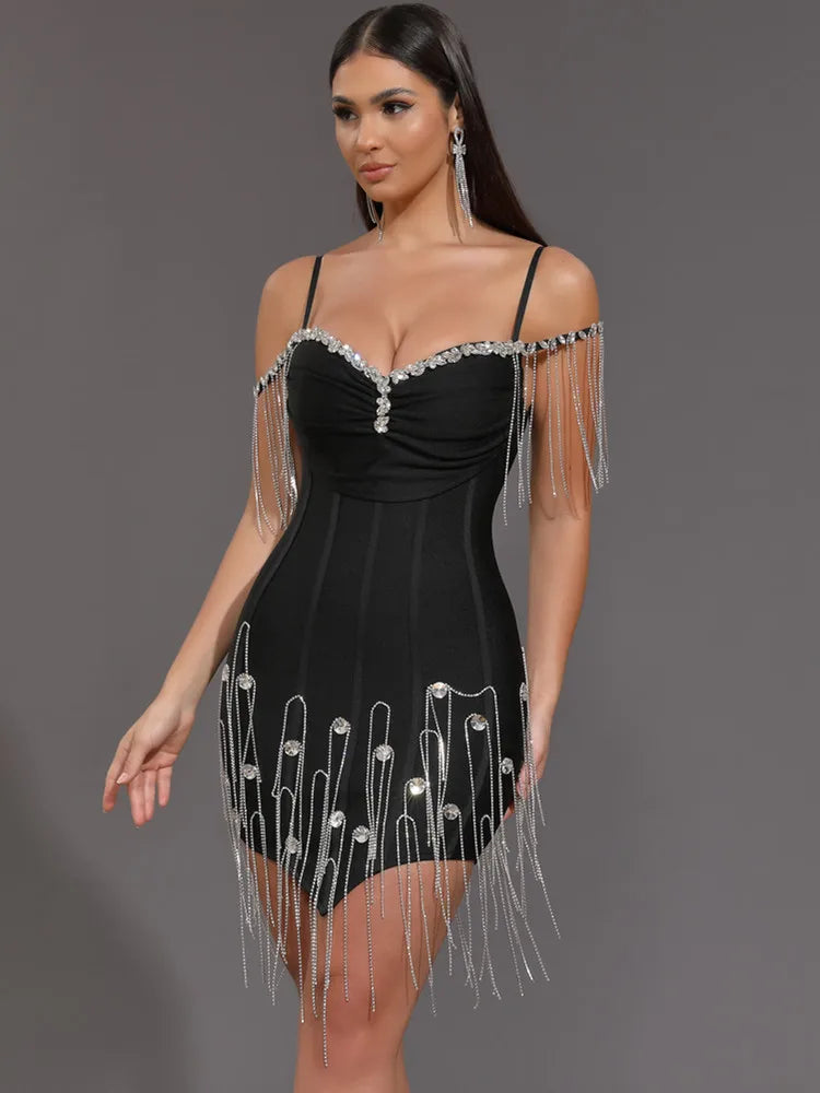 Crystal Beaded Bandage Mini Dress | MzStar Fashion | view 8