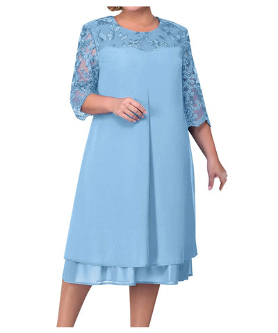 Plus-Size Lace Chiffon Dress