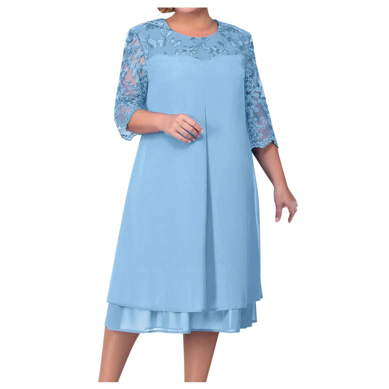 Plus-Size Lace Chiffon Dress | MzStar Fashion | view 2