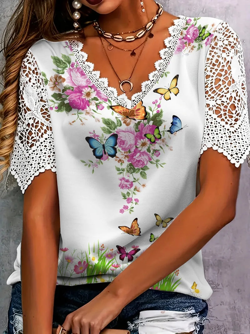 Floral Lace Crochet Tee | MzStar Fashion | view 6