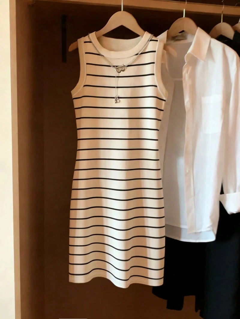 Striped Round-Neck Tank Dress | MzStar Fashion | view 4