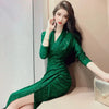 Slim V-Neck Midi Dress | MzStar Fashion | view 3