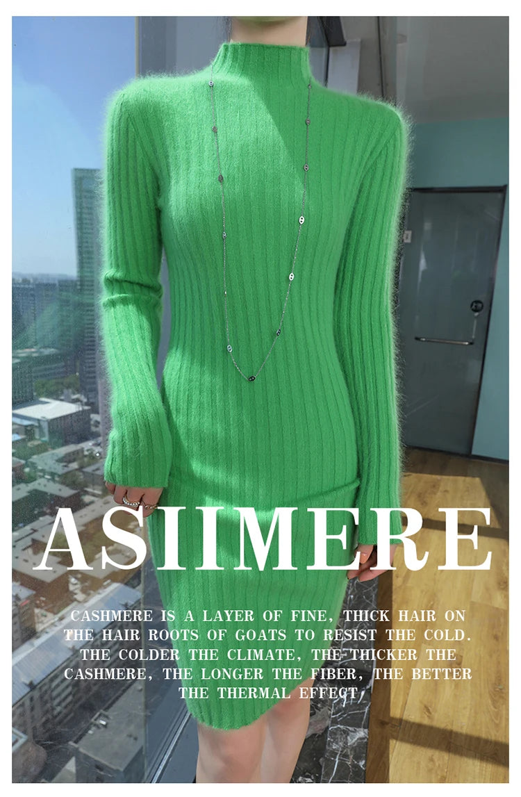 High-Neck Knit Sweater Dress | MzStar Fashion | view 7