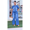 Denim Tee & Wide-Leg Pants Set | MzStar Fashion