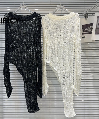 Open-Knit Longline Sweater