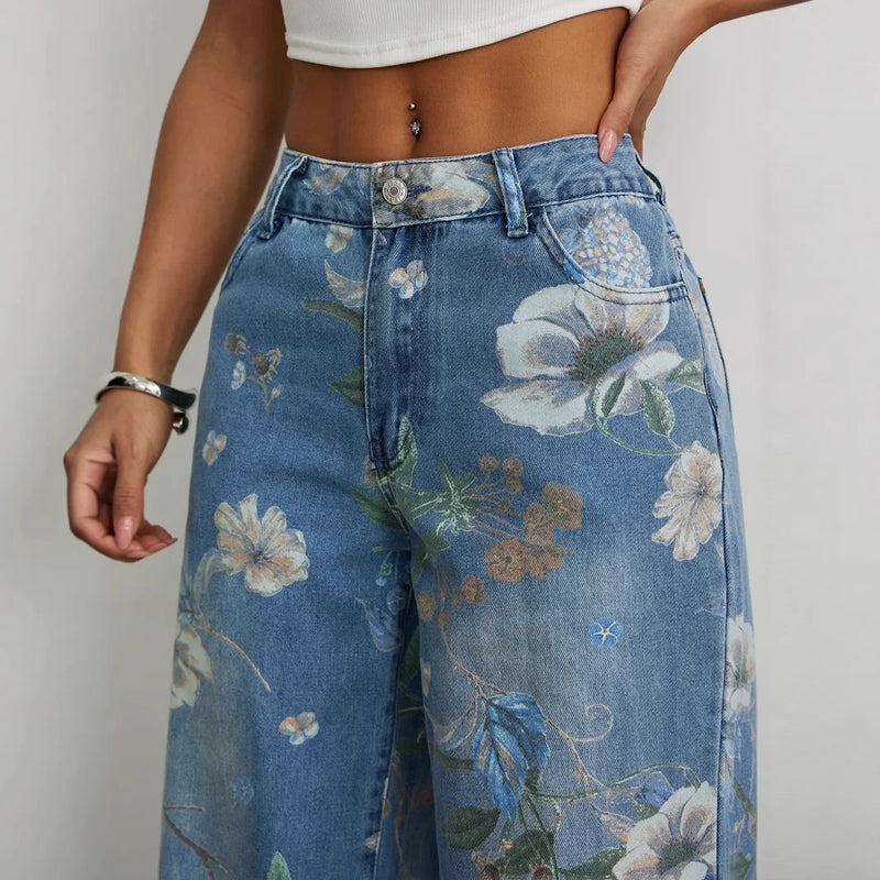 Printed Low-Rise Straight Jeans | MzStar Fashion | view 4