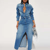 Denim Split Maxi Shirt Dress | MzStar Fashion