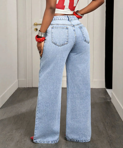Vintage Splice Wide-Leg Jeans