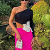 Flower Appliqué One-Shoulder Dress | MzStar Fashion | view 3