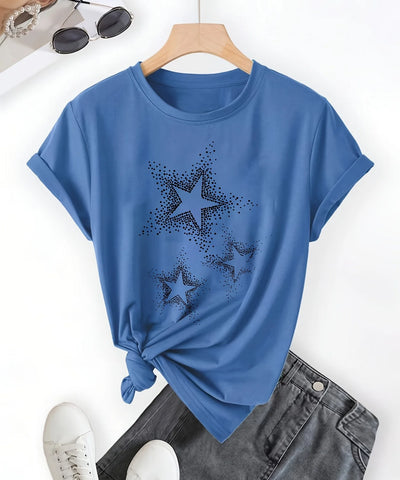 Star Print Black Tee