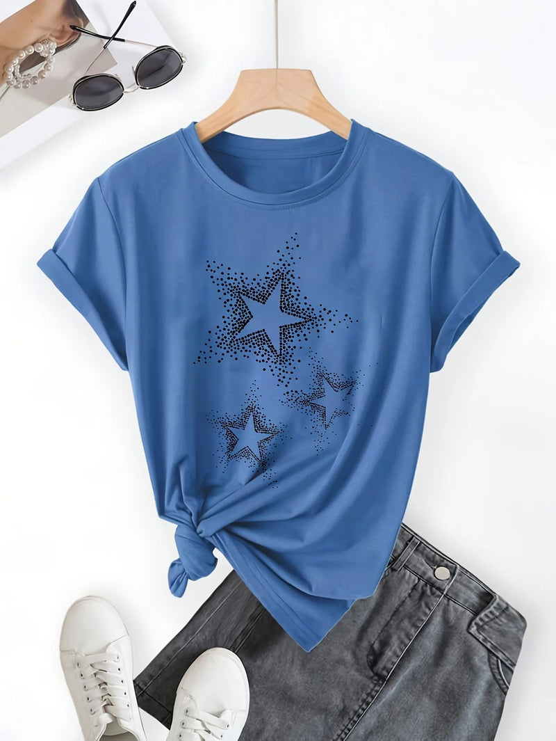Star Print Black Tee | MzStar Fashion | view 2