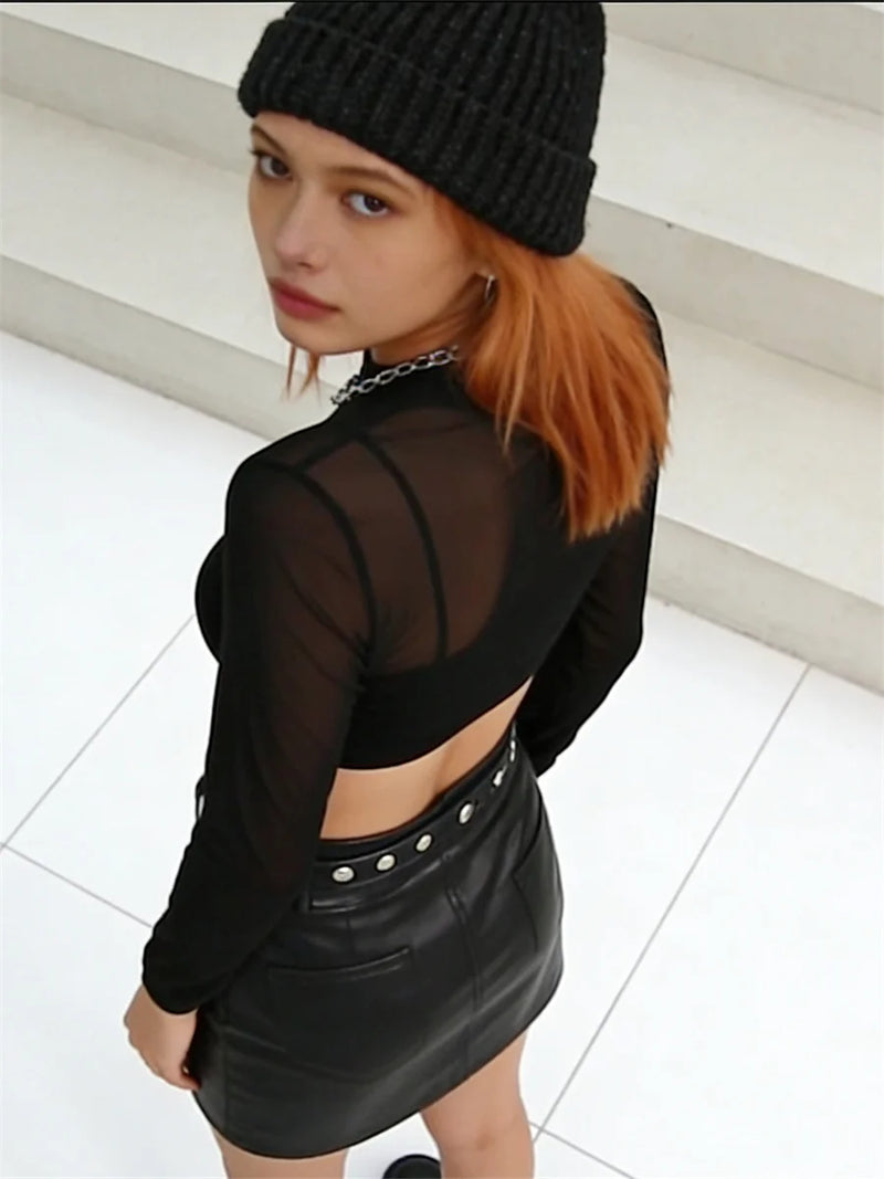 Sheer Mesh Crop Top | MzStar Fashion | view 3