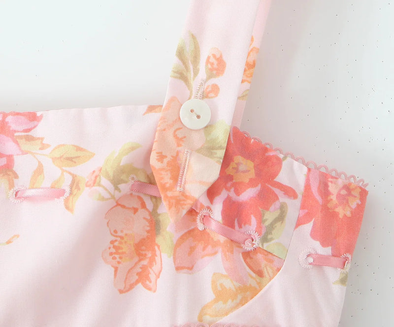 Pink Floral Ribbon Tank Dress | MzStar Fashion | view 8