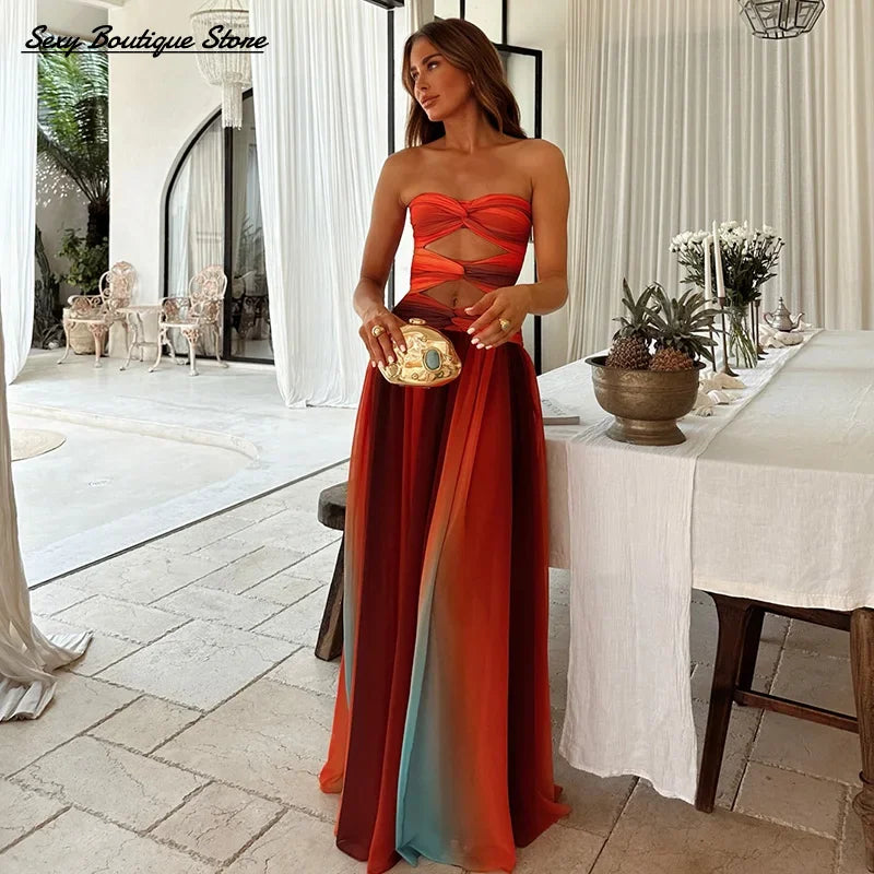 Tie-Dye Cut-Out Maxi Dress | MzStar Fashion | view 3