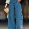 Braided Trim Side-Slit Jeans | MzStar Fashion | view 4