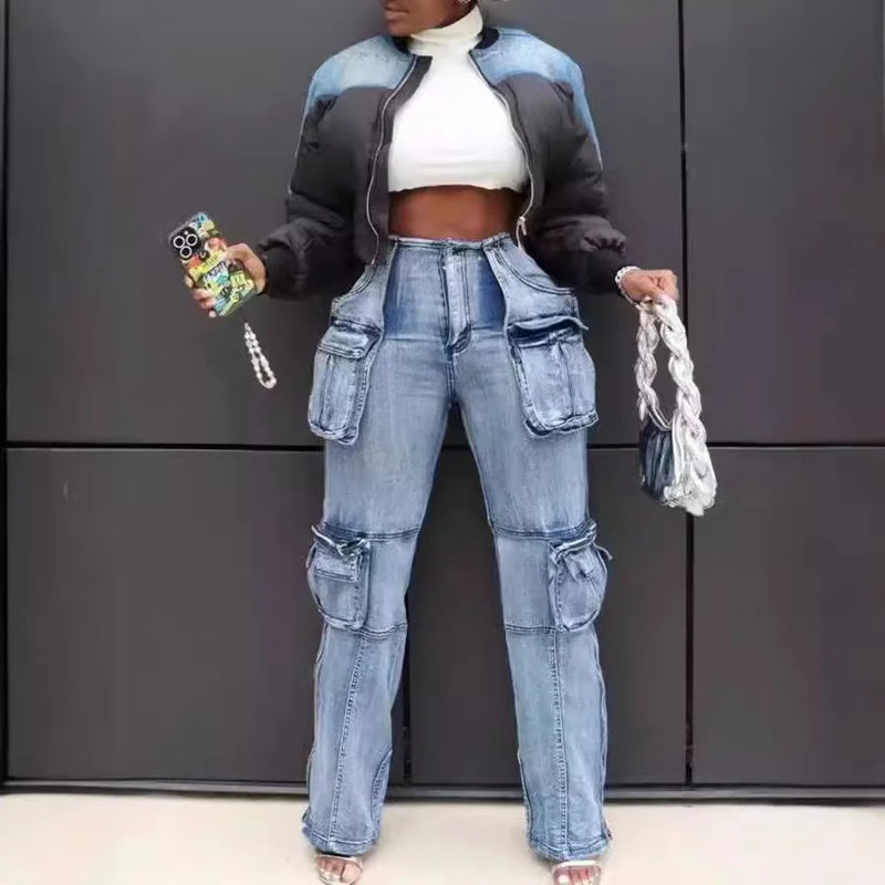 Distressed Ankle Cargo Jeans | MzStar Fashion | view 2
