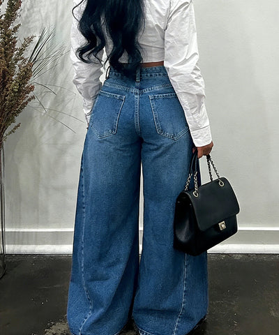 Y2K Flared Wide-Leg Jeans