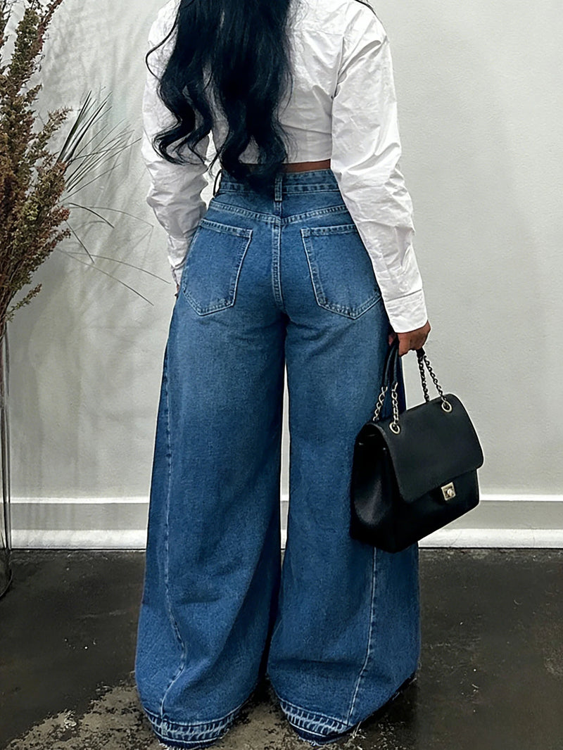 Y2K Flared Wide-Leg Jeans | MzStar Fashion | view 2