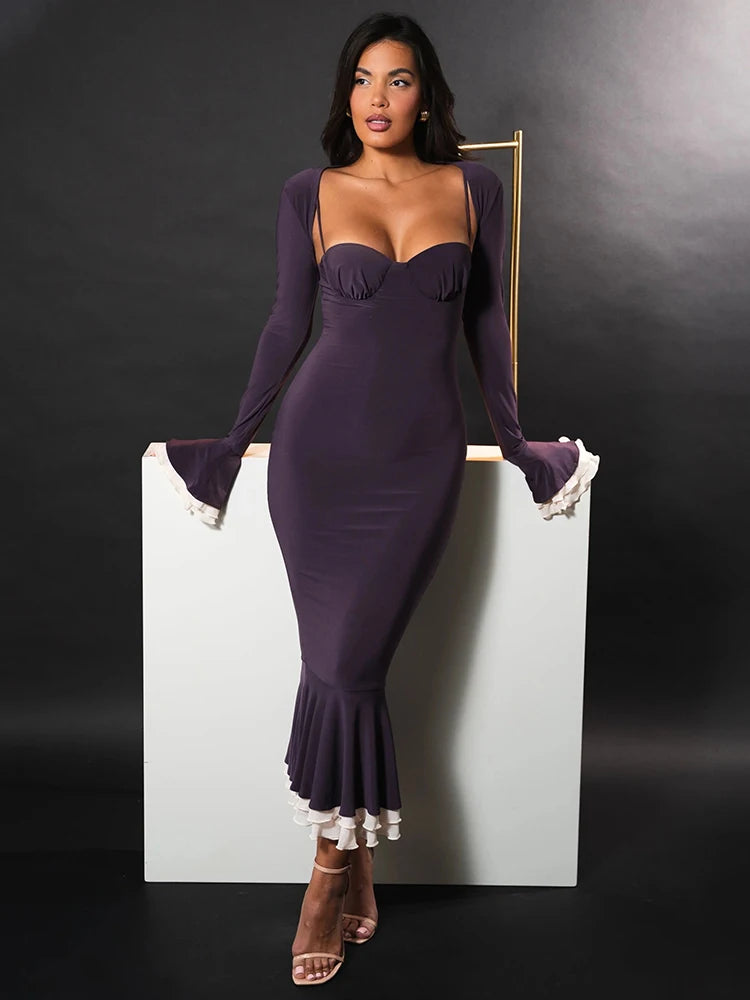 Square Neck Bodycon Maxi Dress | MzStar Fashion | view 5