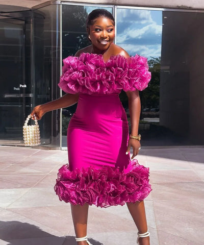 Pink Velvet Off-Shoulder Dress | MzStar Fashion
