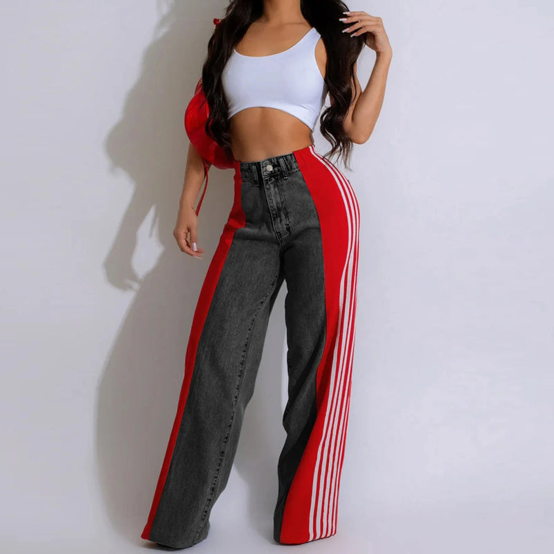 High Waist Striped Straight Leg Jeans | MzStar Fashion | view 6