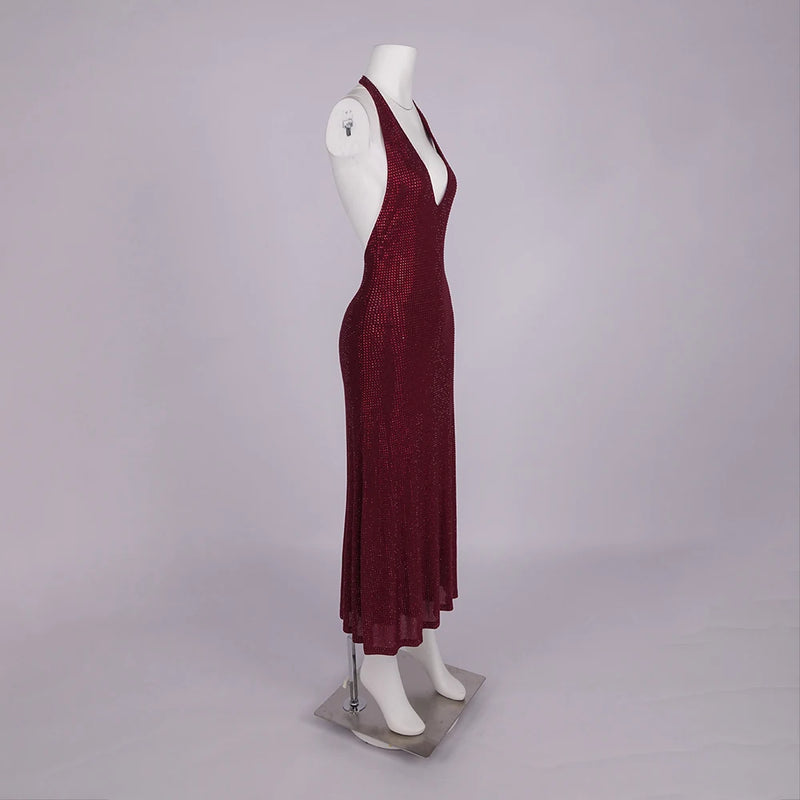 Sequin Open-Back Halter Dress | MzStar Fashion | view 8