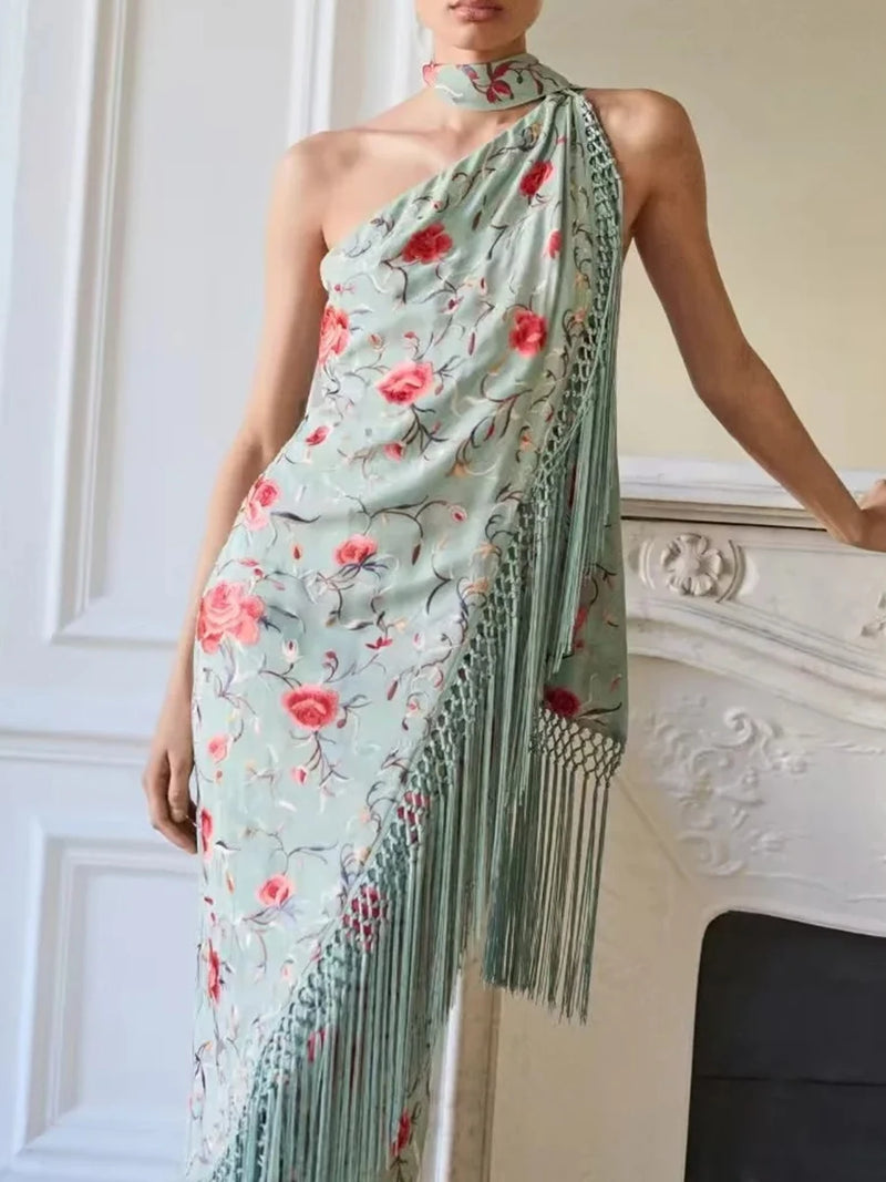 Boho Print Asymmetric Tassel Dress | MzStar Fashion | view 7