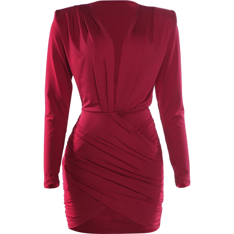 Ruched Deep-V Bodycon Dress | MzStar Fashion | view 5